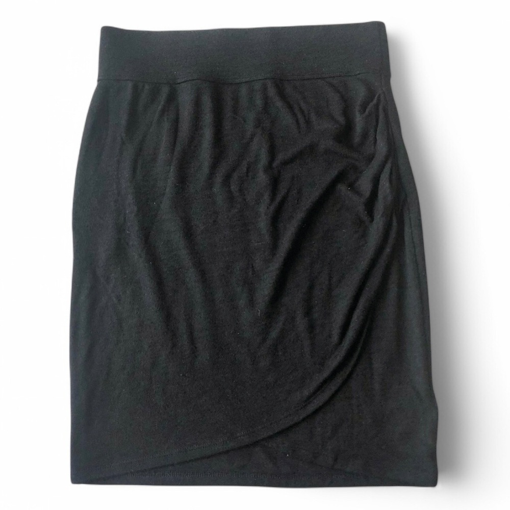 Gap Bodycon Black Side Draped Mini Preppy Prep Rushed Elastic Waist Skirt XS‎